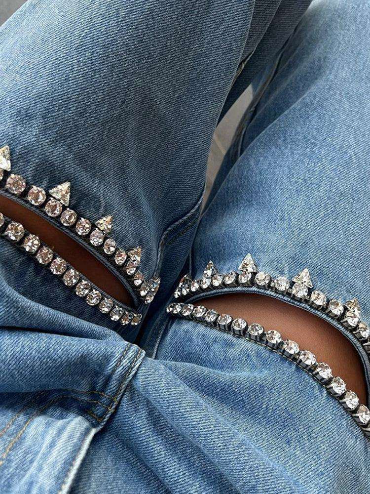 Embellished Cut-Out High-Waisted Jeans for Unique Style