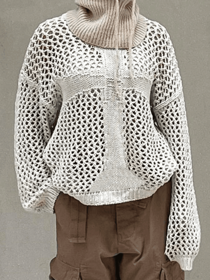 Crochet Hollow Knit Top with Cross Pattern