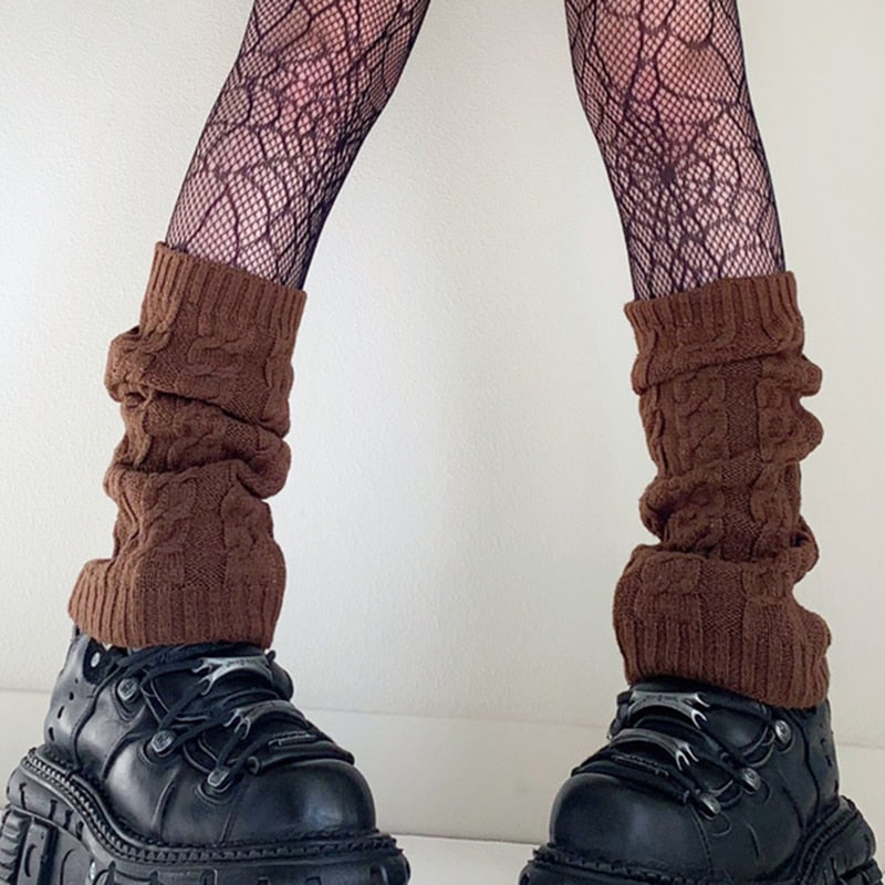 Y2K Vintage goblincore Knitted Brown Long Socks