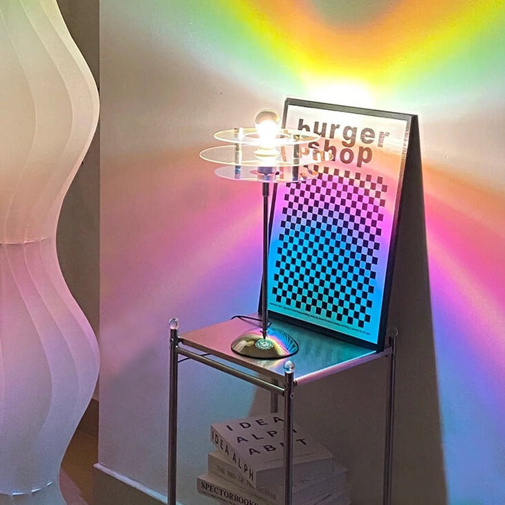 Round Gradient Holographic Rainbow Projector Lamp