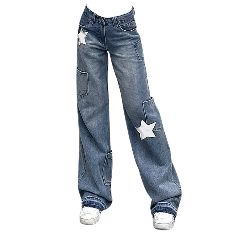Star Print Y2K Style Jeans