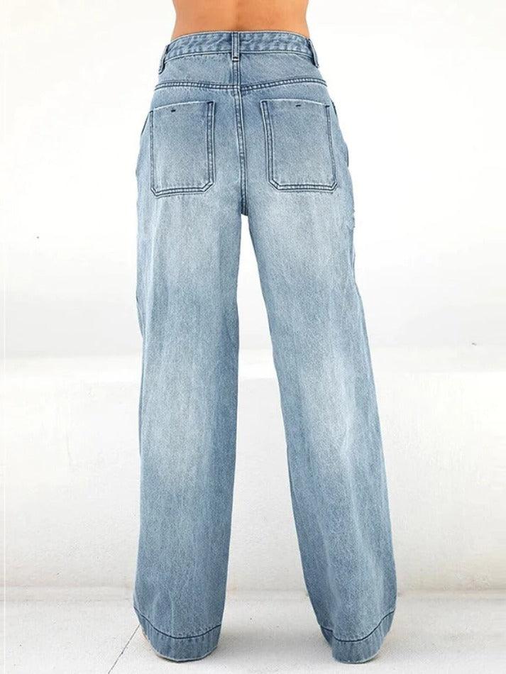 Boyfriend Jeans with Washed Vintage Blue Finish