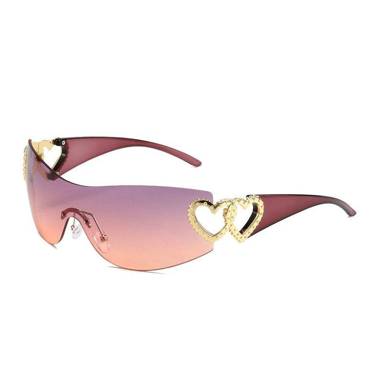 Y2K Heart-shaped Rhinestone Sunglasses