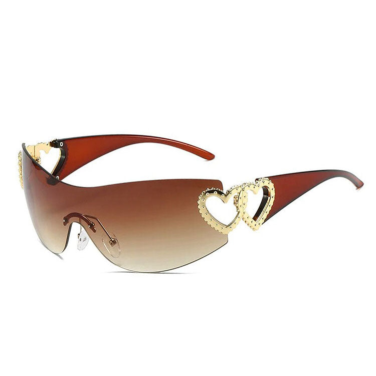 Y2K Heart-shaped Rhinestone Sunglasses