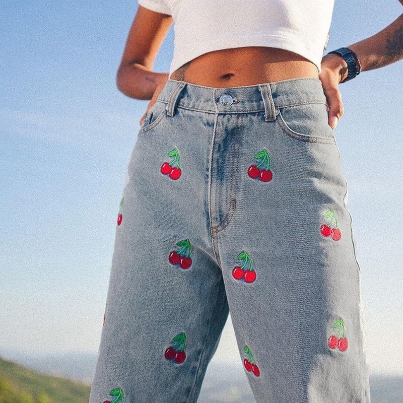 Aesthetic Girl Cherry Jeans