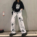Harajuku Style Dark Black Graffiti Pants