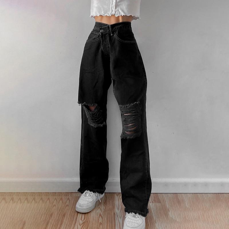 High Waisted Distressed Jeans