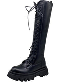 Black Grunge Aesthetic Knee-High Combat Boots