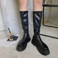 Black Leather Egirl Big Chunky Platform Boots
