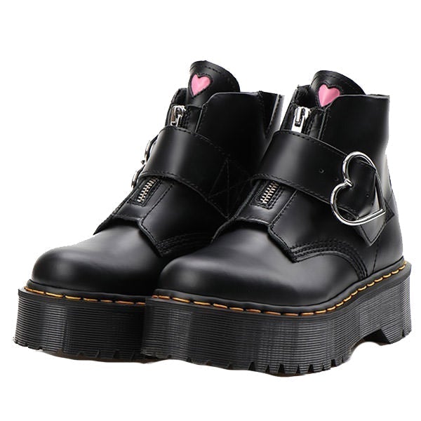 Classic Design Metal Heart Buckle Thick Sole Boots
