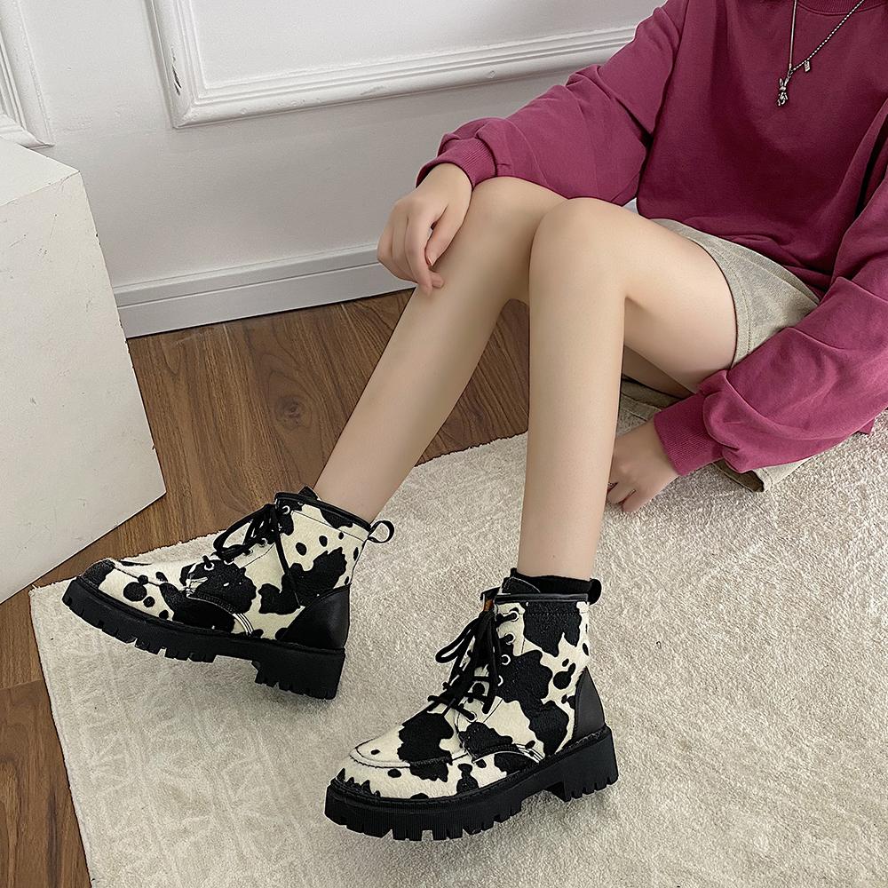 Cow Print Egirl Outfit Chunky Platform Boots