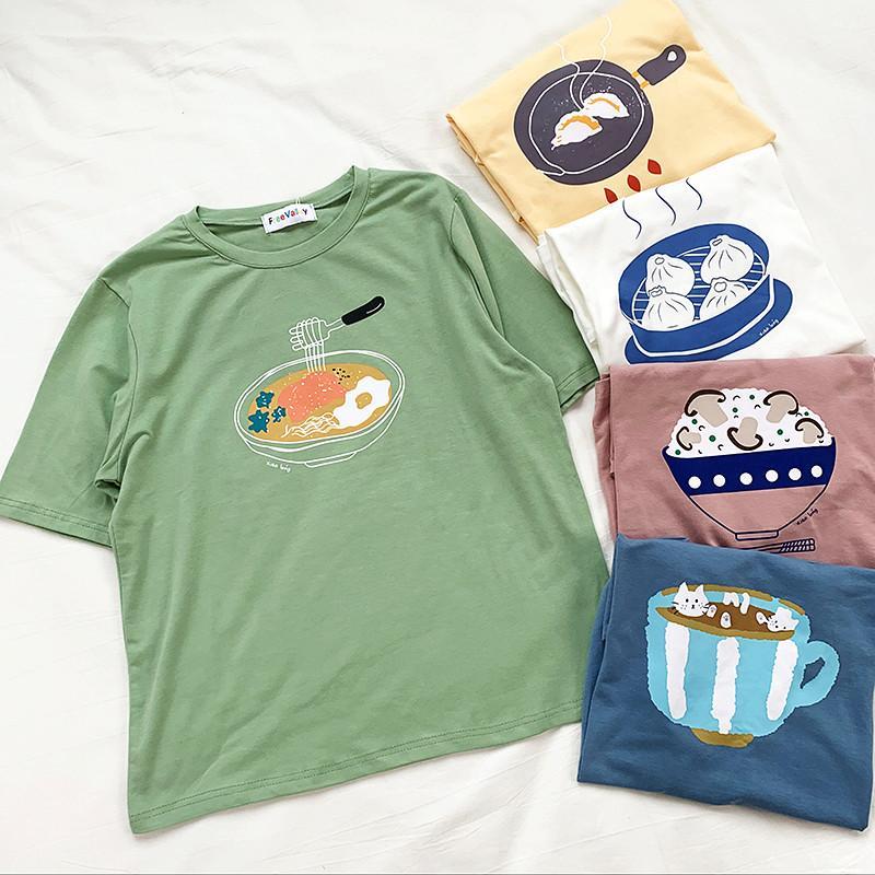 Cute Japanese Food Printed Oversized T-Shirt