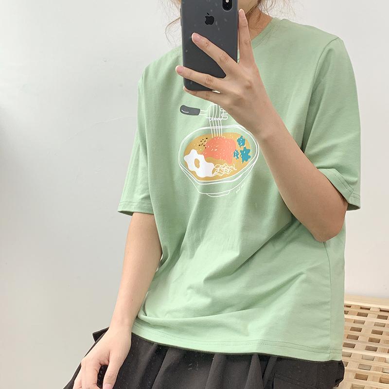 Cute Japanese Food Printed Oversized T-Shirt