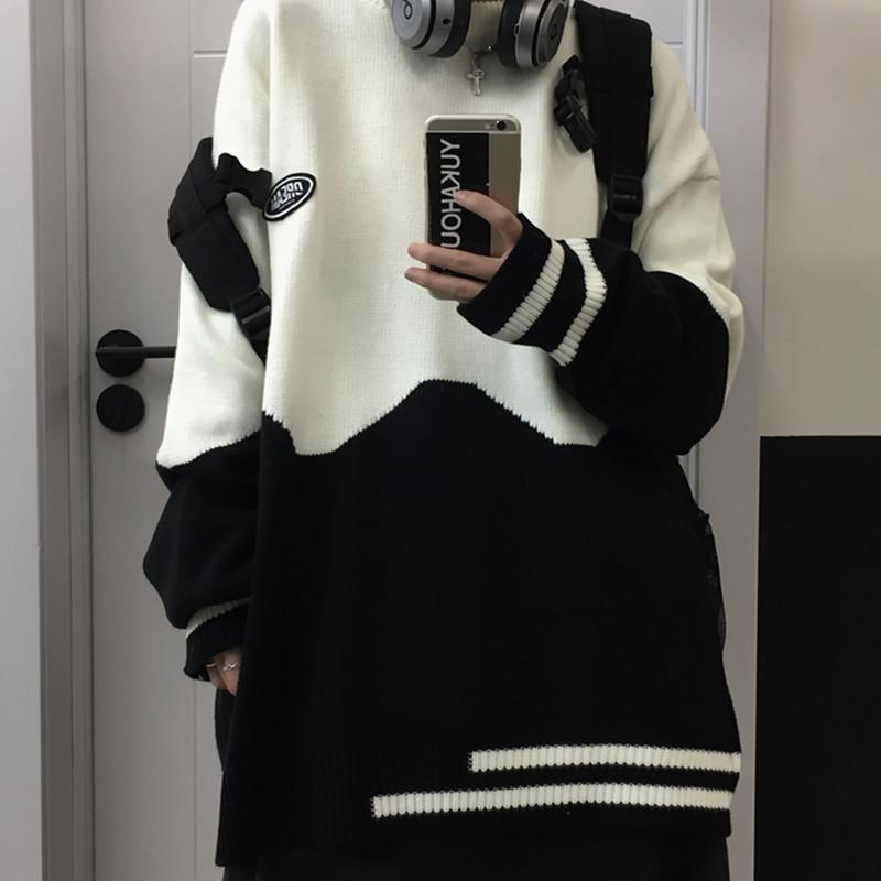 Dream Patch Contrast Color Knit Oversized Sweater