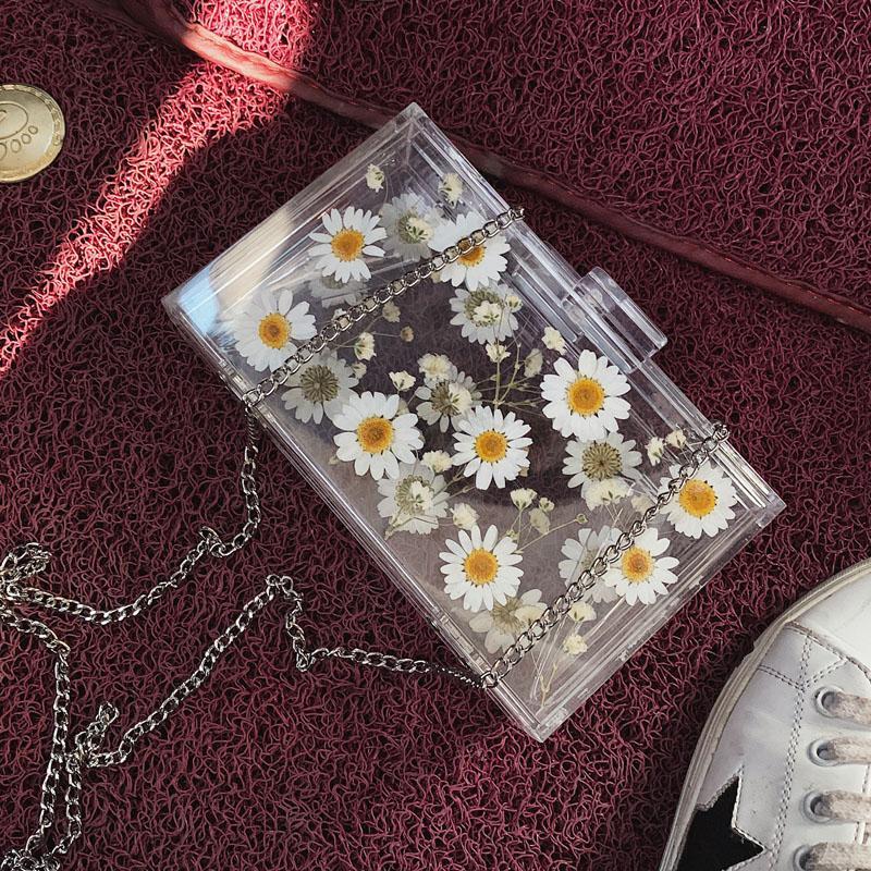 Dried Daisy Flowers Aesthetic Transparent Bag