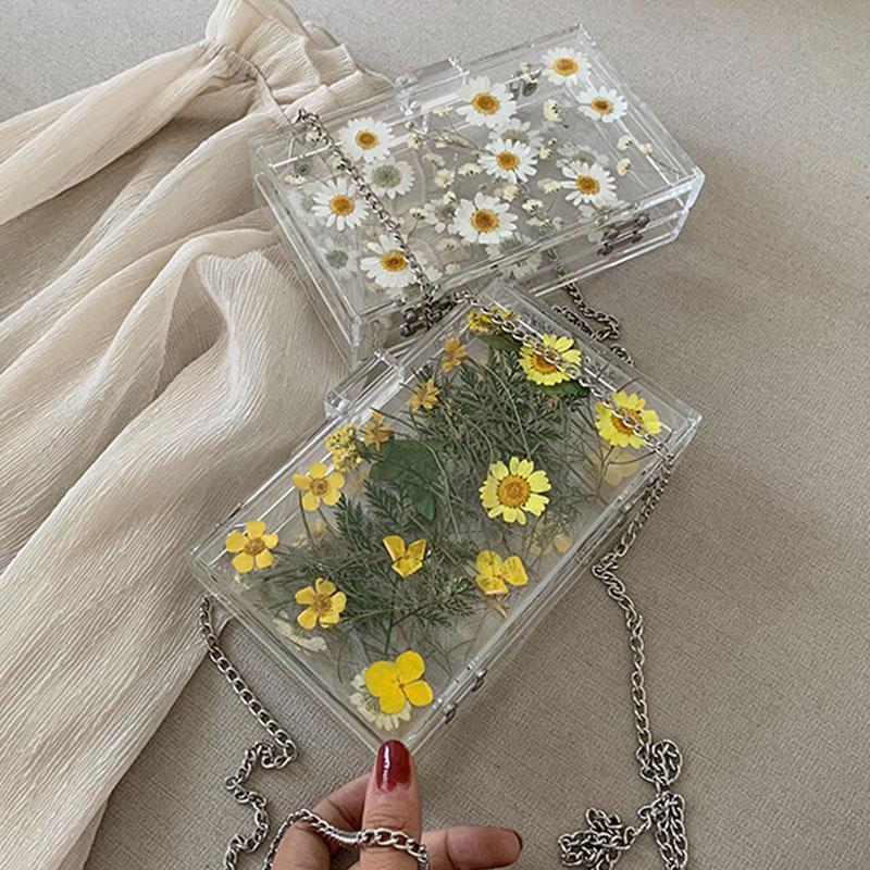 Dried Daisy Flowers Aesthetic Transparent Bag