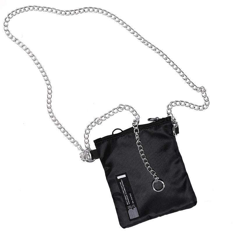 Edgy Silver Chain Strap Small Black Shoulder Bag