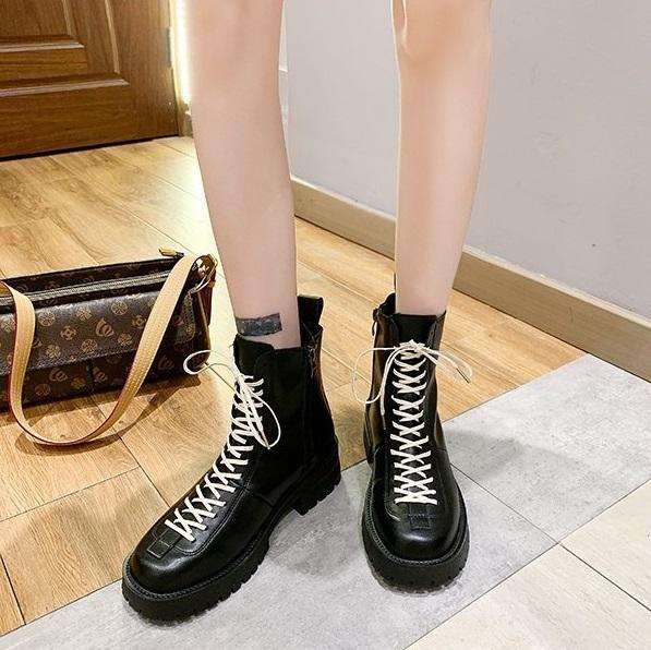 Egirl Aesthetic Side Zipper Plus Velvet Black Boots