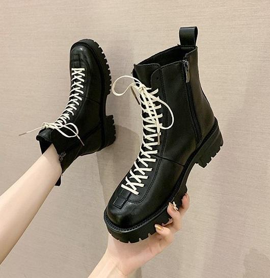 Egirl Aesthetic Side Zipper Plus Velvet Black Boots