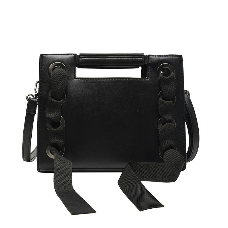 Elegant Ribbon Thin Chain Strap Small Black Shoulder Bag
