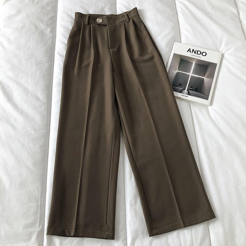 Retro Casual Suit Wide Straight Solid Colors Pants