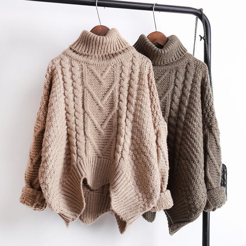 Sale Front Thick Knit Braid Lines Earth Colors Warm Sweater
