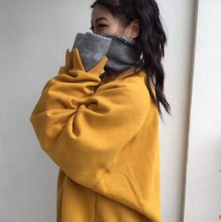 Sale High Collar Fake Two Pieces Knit Oversized Sweater