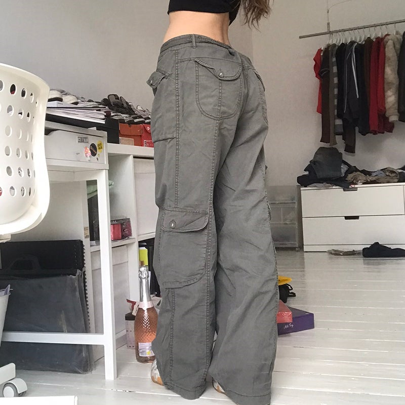 Skater Aesthetic Solid Colors Loose Cargo Pants
