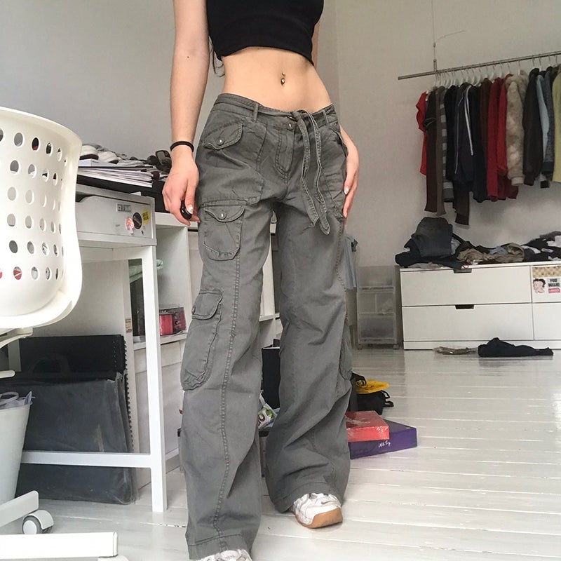 Skater Aesthetic Solid Colors Loose Cargo Pants