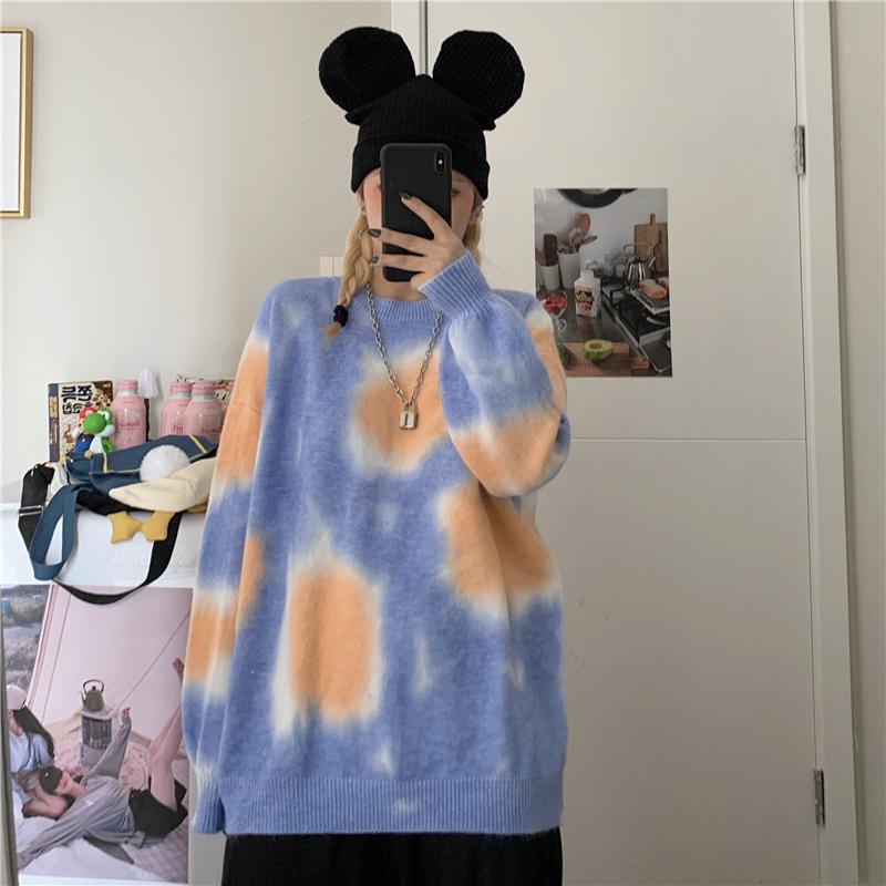 Soft Tie Dye Printed Mohair Oversized Sweater