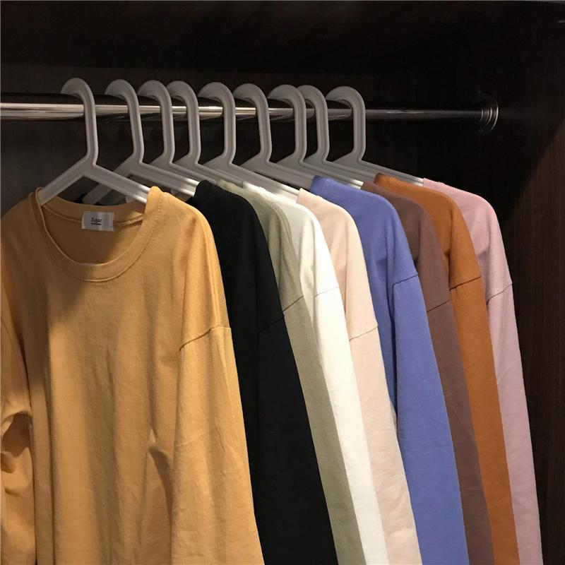 Solid Colors Aesthetic Long Sleeve Loose Shirt