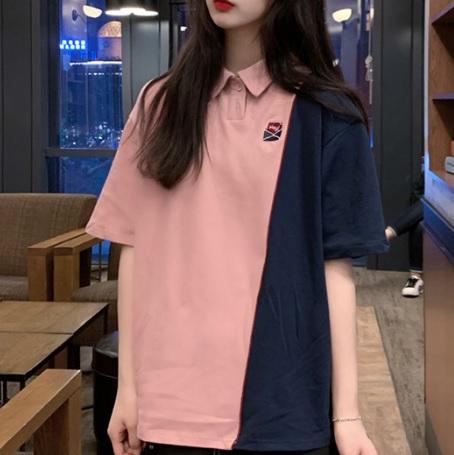 Two Colors Stitching Tumblr Aesthetic Loose Shirt