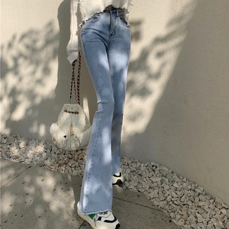 Vintage Aesthetic Ripped Edge Flare Jeans