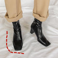 Yellow Black Square Toe Pu Leather Sock Boots