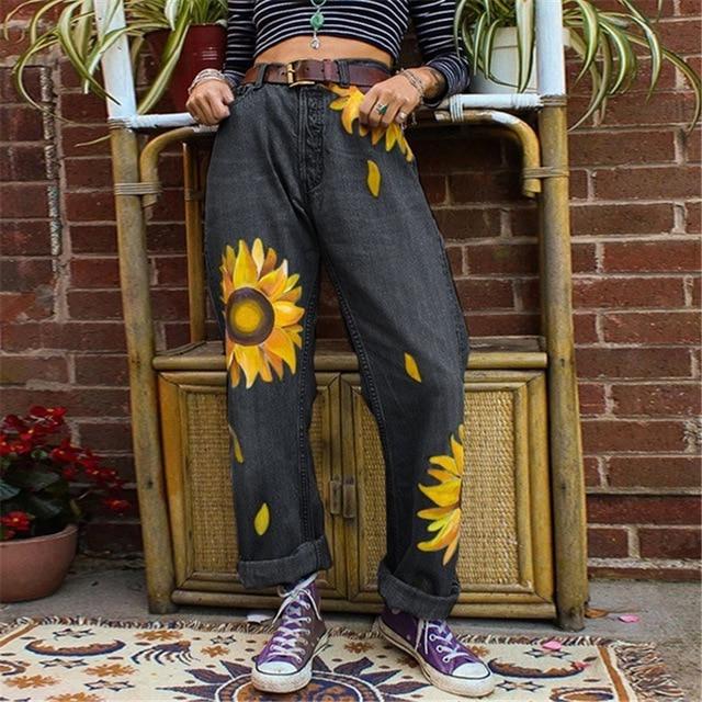 Sunflowers Mom Jeans