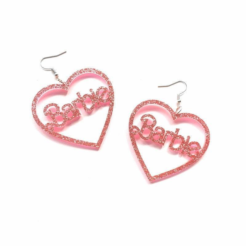 Barbie Glitter Heart-Shaped Color-Changing Earrings