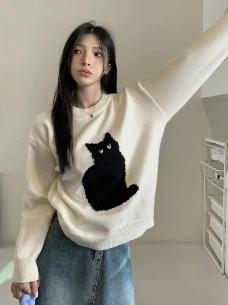 Purrfect Cat Embroidered Sweater