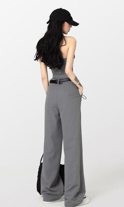Trendy Corset Top and Wide Leg Pants Two-Piece Set