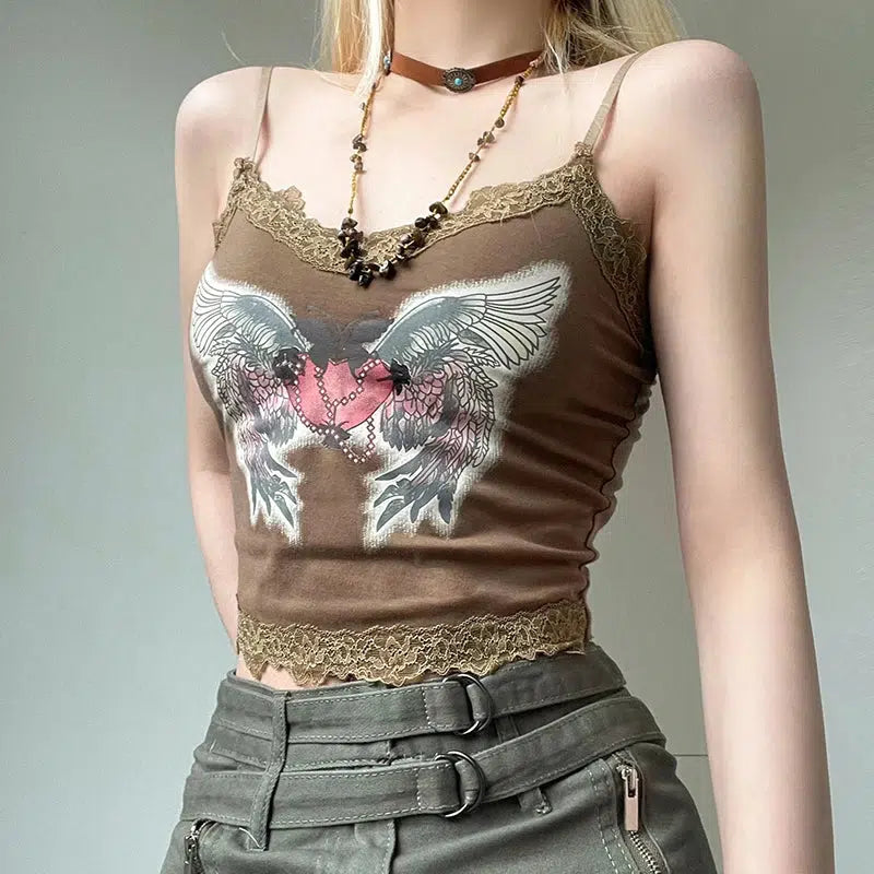 Fairy Grunge Butterfly and Angel Wings Lace Top