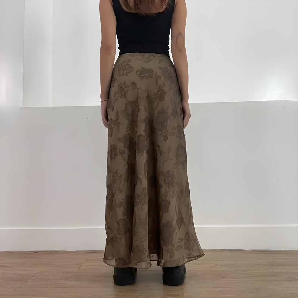 Enchanting Grunge Floral Maxi Skirt