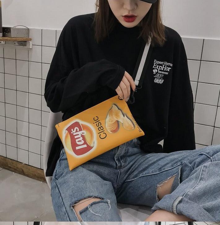 Quirky Lays Potato Chips Print Crossbody Bag